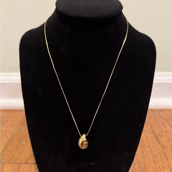 Givenchy Jewelry - Givenchy Vintage Logo G Teardrop Crystal Pendant Necklace Gold Signed Authentic